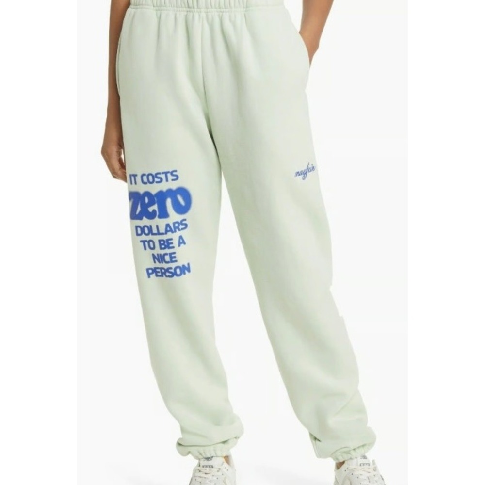 Mayfair Takes Zero Dollars to‎ Be Kind Green Sweatpants Cozy Lounge